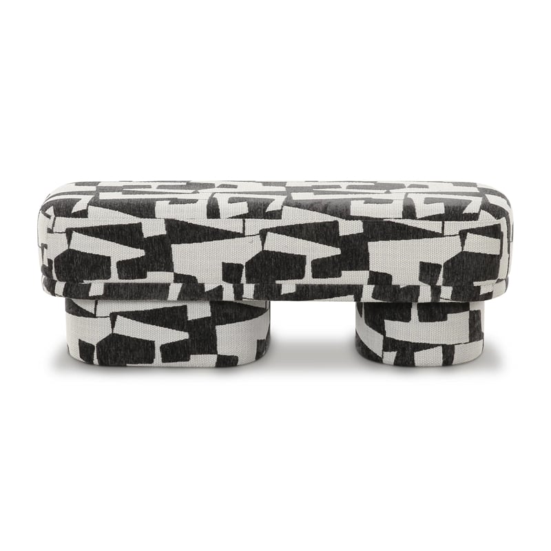 Pemberly Row Contemporary Accent Black and White Jacquard Bench