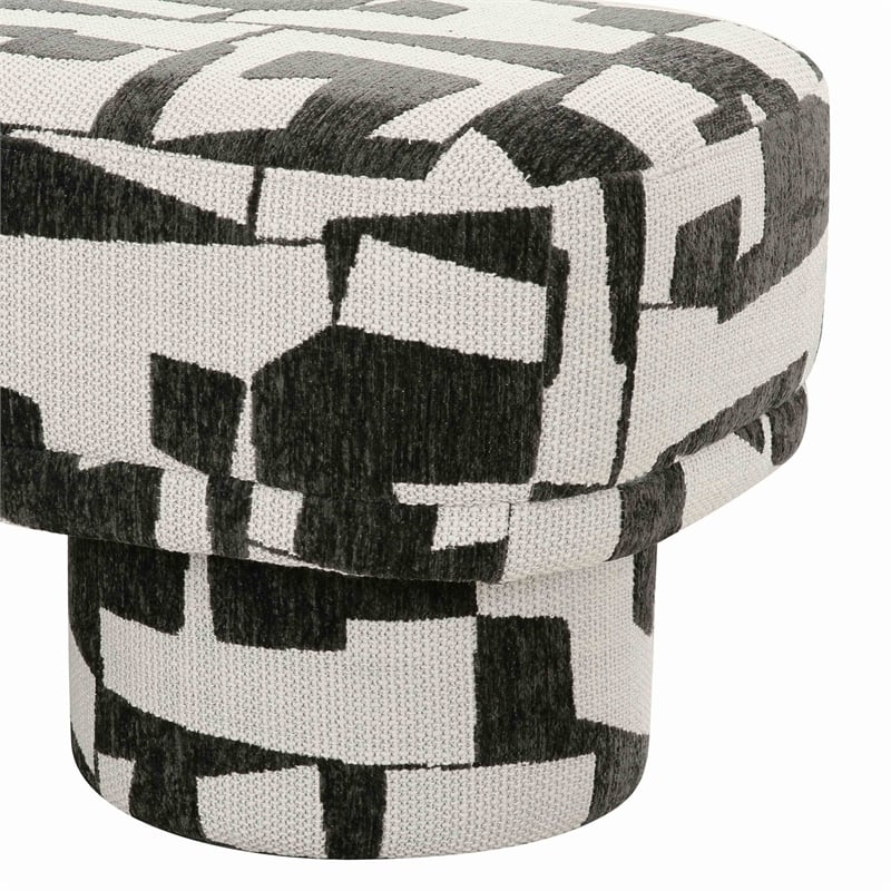 Pemberly Row Contemporary Accent Black and White Jacquard Bench