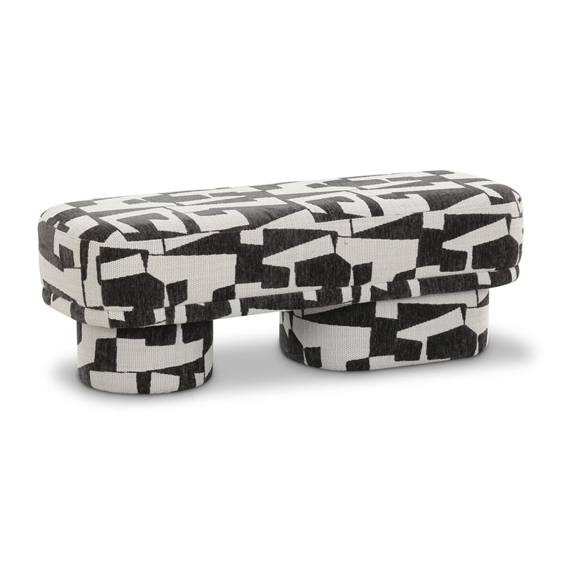 Pemberly Row Contemporary Accent Black and White Jacquard Bench
