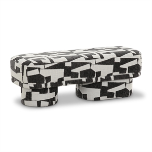 Pemberly Row Contemporary Accent Black and White Jacquard Bench