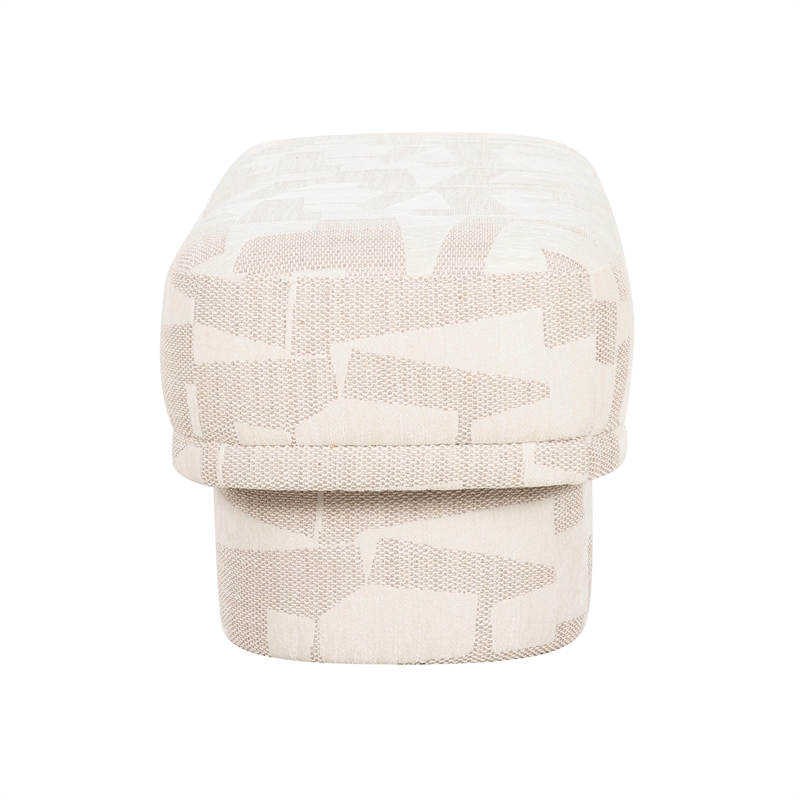 Pemberly Row Contemporary Accent Cream Finish Jacquard Bench
