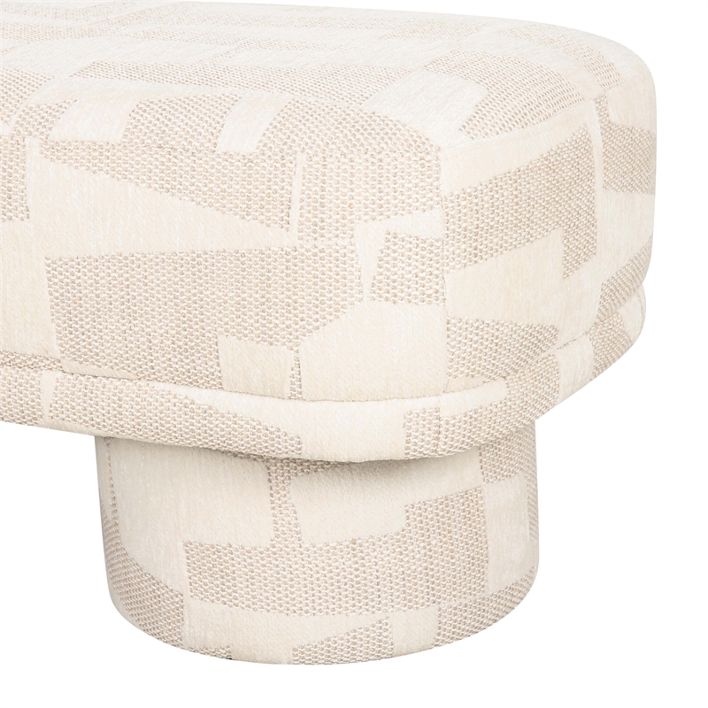 Pemberly Row Contemporary Accent Cream Finish Jacquard Bench