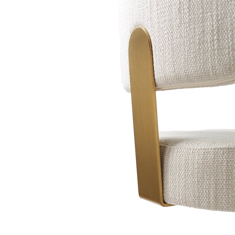 Pemberly Row Cream Textured Performance Fabric Adjustable Stool