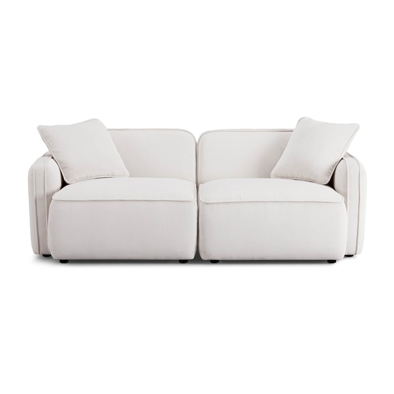Pemberly Row White Sand Performance Corduroy Velvet Modular Loveseat