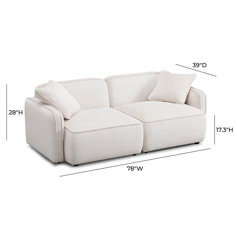 Pemberly Row White Sand Performance Corduroy Velvet Modular Loveseat
