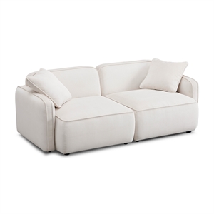 Pemberly Row White Sand Performance Corduroy Velvet Modular Loveseat