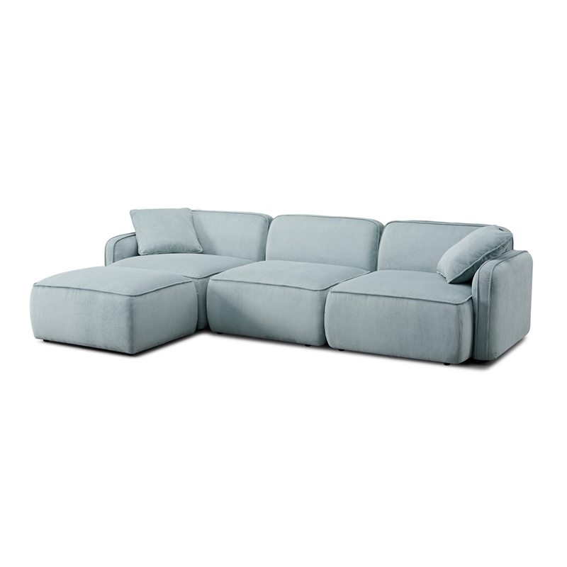 Pemberly Row Seafoam Performance Corduroy Velvet 4-Piece Modular Sectional