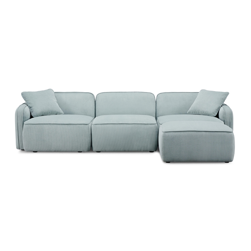 Pemberly Row Seafoam Performance Corduroy Velvet 4-Piece Modular Sectional