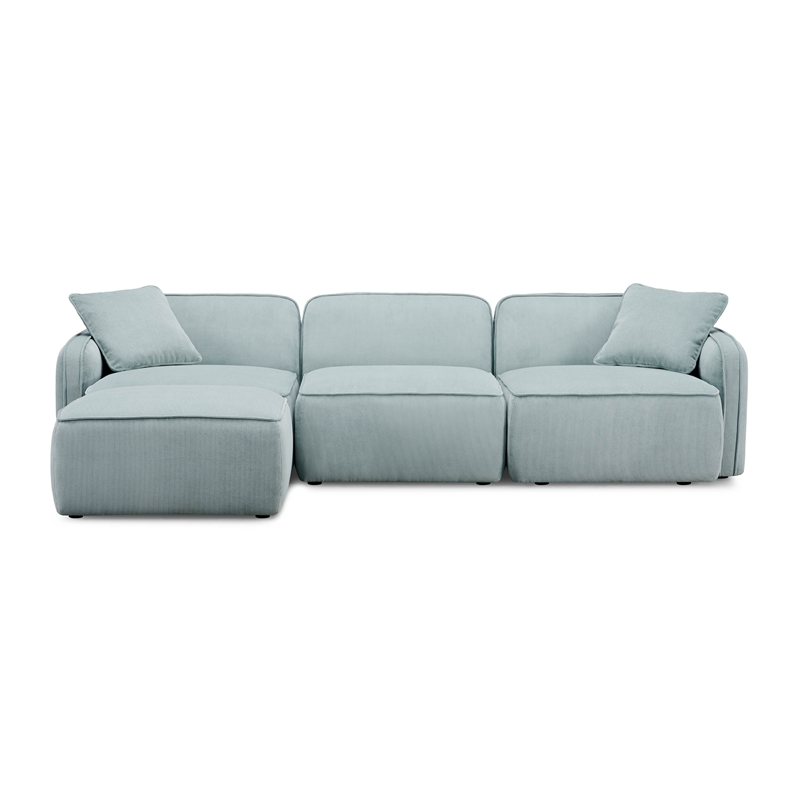 Pemberly Row Seafoam Performance Corduroy Velvet 4-Piece Modular Sectional