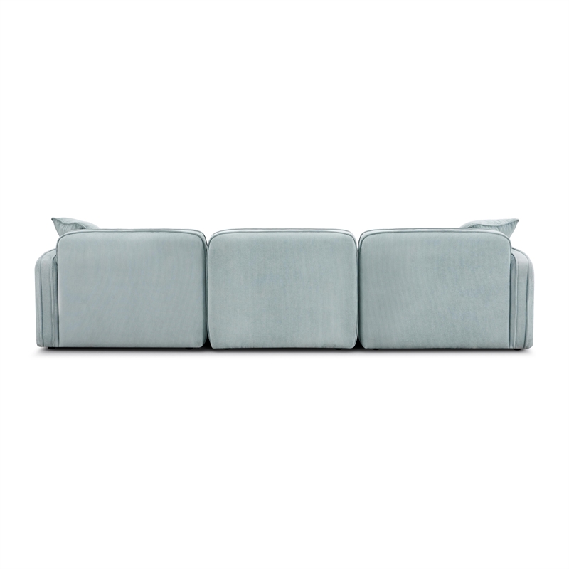 Pemberly Row Seafoam Performance Corduroy Velvet 4-Piece Modular Sectional
