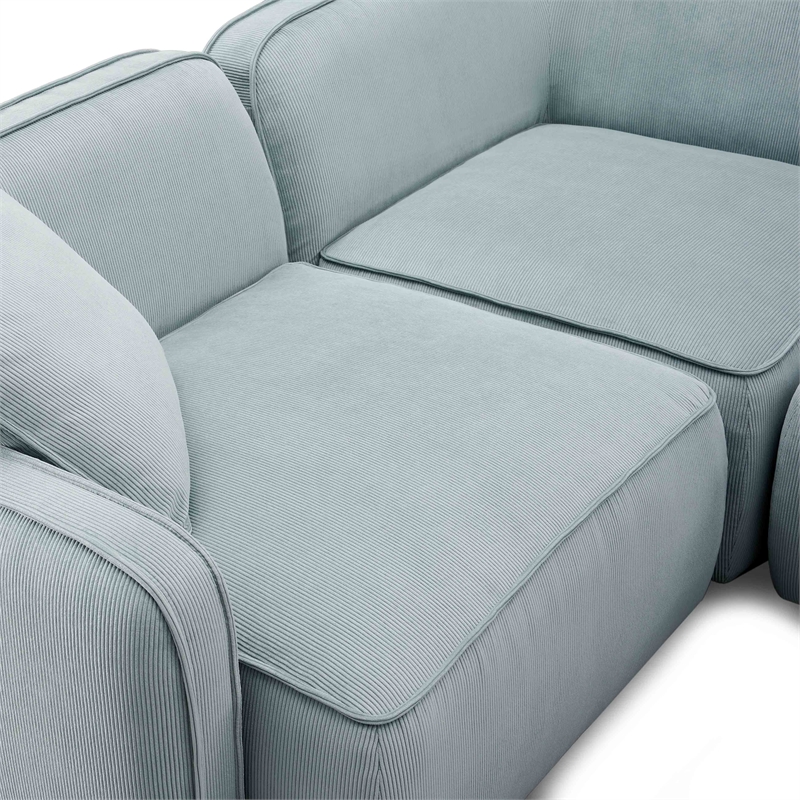 Pemberly Row Seafoam Performance Corduroy Velvet 4-Piece Modular Sectional