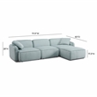 Pemberly Row Seafoam Performance Corduroy Velvet 4-Piece Modular Sectional