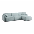 Pemberly Row Seafoam Performance Corduroy Velvet 4-Piece Modular Sectional