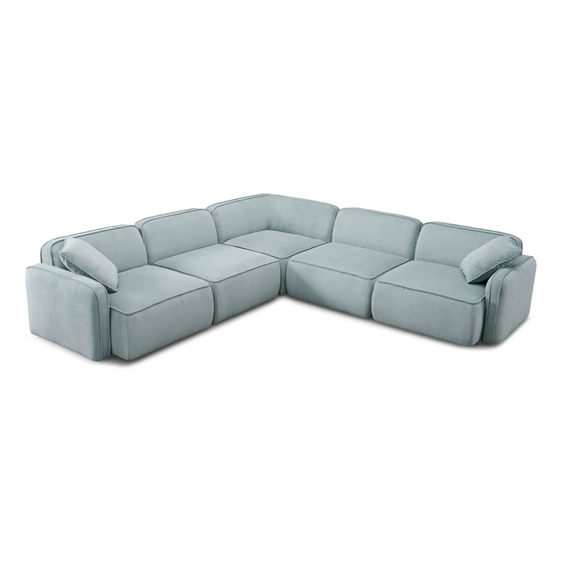 Pemberly Row Seafoam Performance Corduroy Velvet Modular L-Sectional
