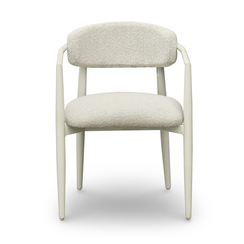 Pemberly Row Contemporary Cream Textured Outdoor Dining Arm Chair
