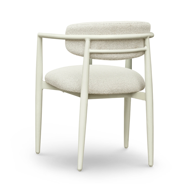 Pemberly Row Contemporary Cream Textured Outdoor Dining Arm Chair