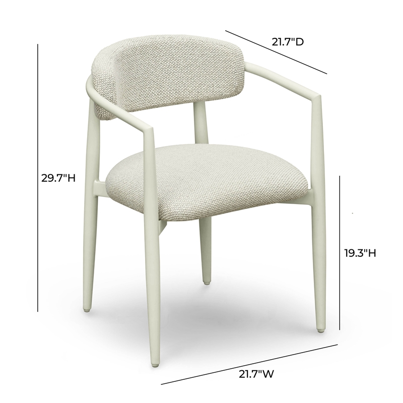 Pemberly Row Contemporary Cream Textured Outdoor Dining Arm Chair