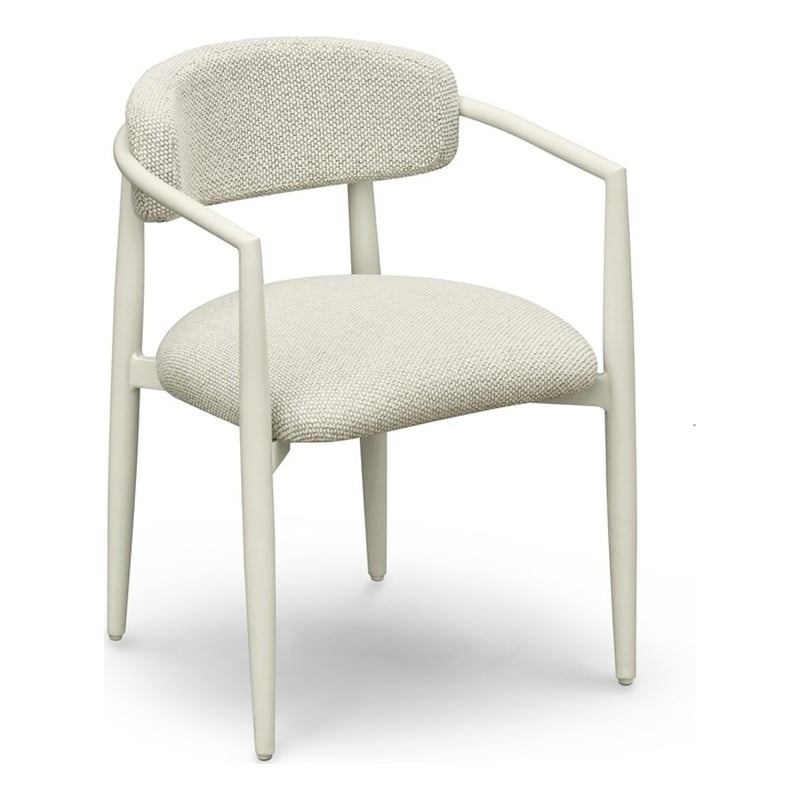 Pemberly Row Contemporary Cream Textured Outdoor Dining Arm Chair