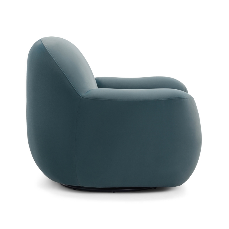 Pemberly Row Contemporary Accent Dark Teal Velvet Swivel Chair
