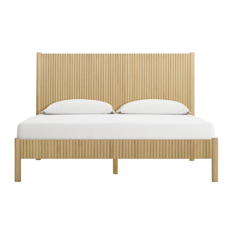 Pemberly Row Contemporary Accent Natural Finish Wood Queen Bed