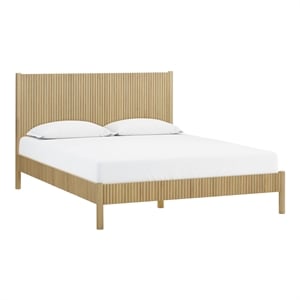Pemberly Row Contemporary Accent Natural Finish Wood Queen Bed