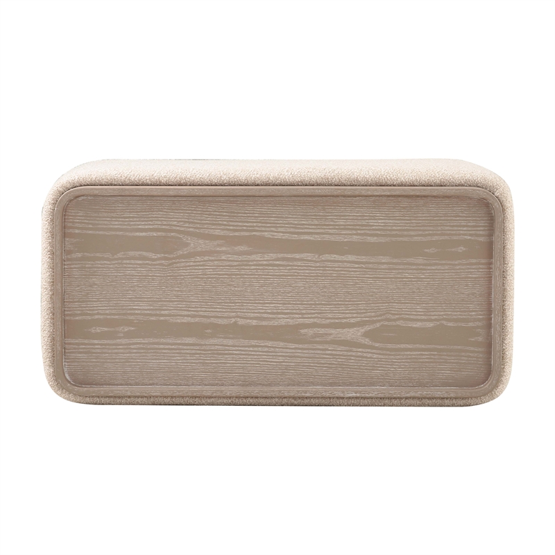 Pemberly Row Contemporary Accent Cream Finish Boucle Ottoman Table