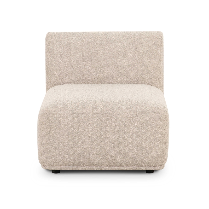 Pemberly Row Contemporary Accent Cream Boucle Armless 1-Seater