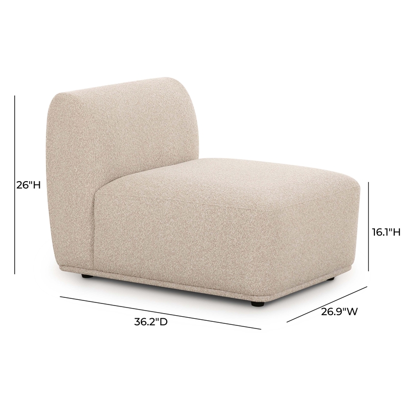 Pemberly Row Contemporary Accent Cream Boucle Armless 1-Seater