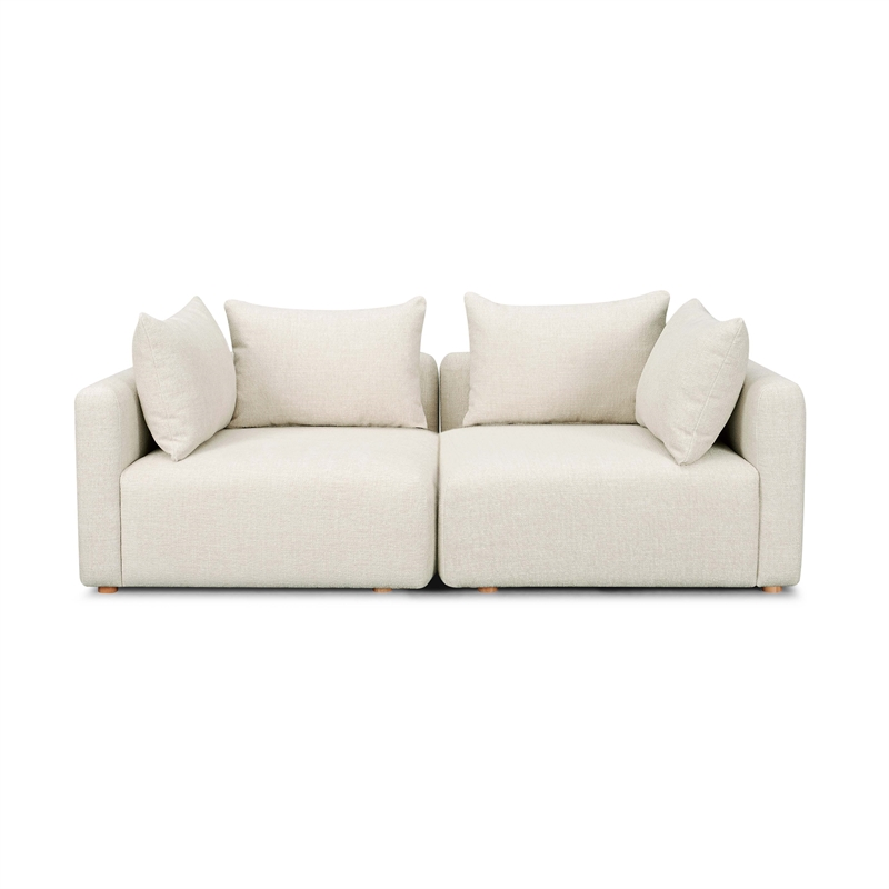 Pemberly Row Contemporary Cream Heavy Textured Fabric Loveseat