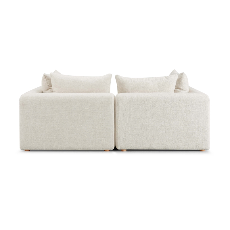 Pemberly Row Contemporary Cream Heavy Textured Fabric Loveseat