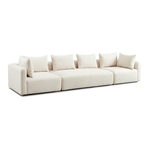 Pemberly Row Contemporary Cream Heavy Textured Fabric 145&quot Long Sofa