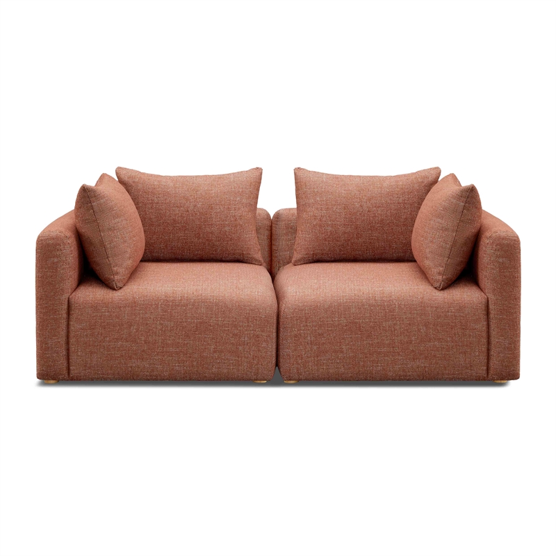 Pemberly Row Contemporary Accent Red Textured Fabric Loveseat