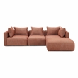 Pemberly Row Contemporary Red Textured Fabric 4-Piece Modular Sectional