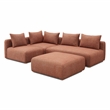 Pemberly Row Red Textured Fabric 4-Piece Modular Chaise Sectional