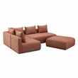Pemberly Row Red Textured Fabric 4-Piece Modular Chaise Sectional