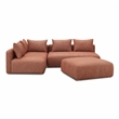 Pemberly Row Red Textured Fabric 4-Piece Modular Chaise Sectional