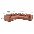 Pemberly Row Red Textured Fabric 5-Piece Modular L-Sectional