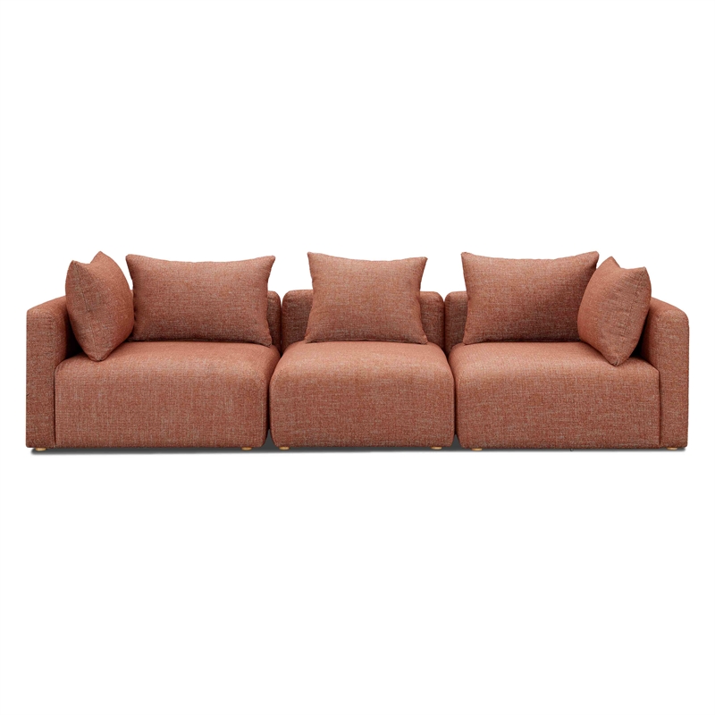 Pemberly Row Upholstered Contemporary Accent Red Textured Fabric Sofa