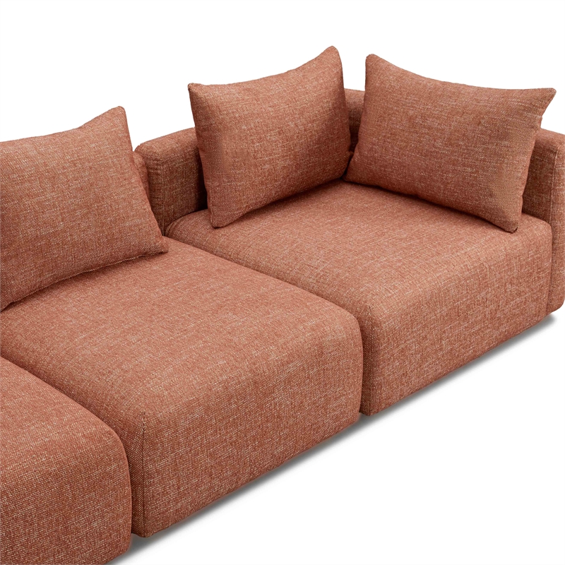 Pemberly Row Upholstered Contemporary Accent Red Textured Fabric Sofa