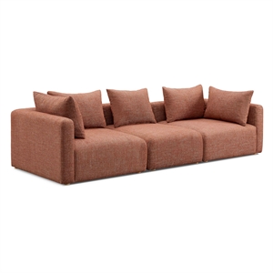 Pemberly Row Upholstered Contemporary Accent Red Textured Fabric Sofa