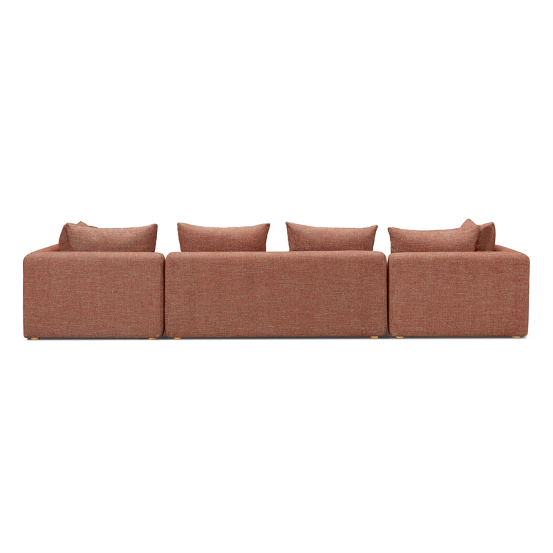 Pemberly Row Contemporary Red Textured Fabric 145 inch Long Sofa