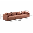 Pemberly Row Contemporary Red Textured Fabric 145 inch Long Sofa