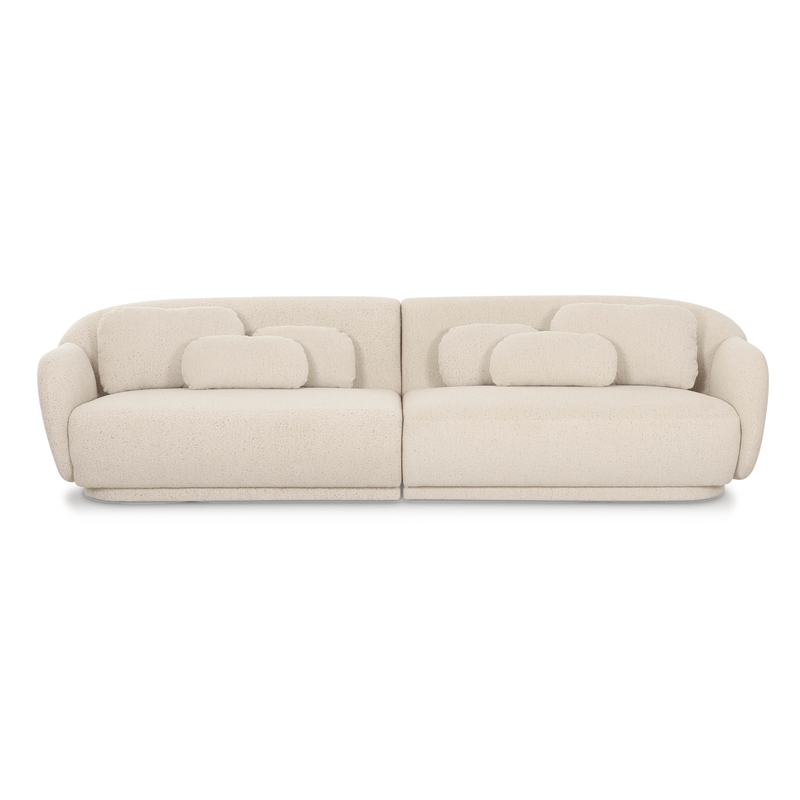 Pemberly Row Contemporary Cream Boucle Modular 4-Seater Sofa