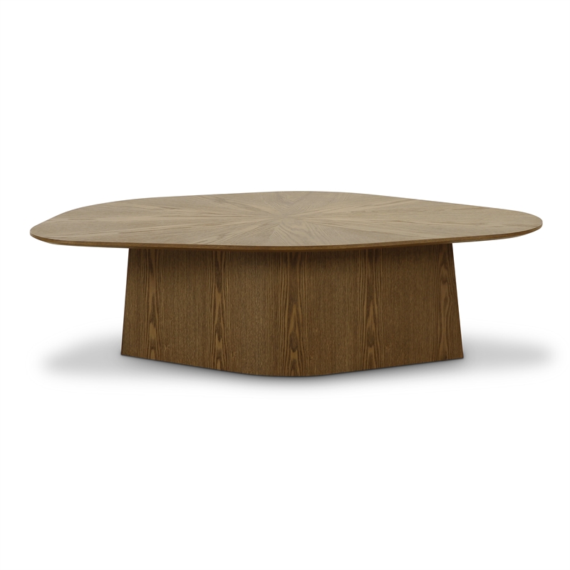Pemberly Row Contemporary Accent Brown Ash Geometric Coffee Table