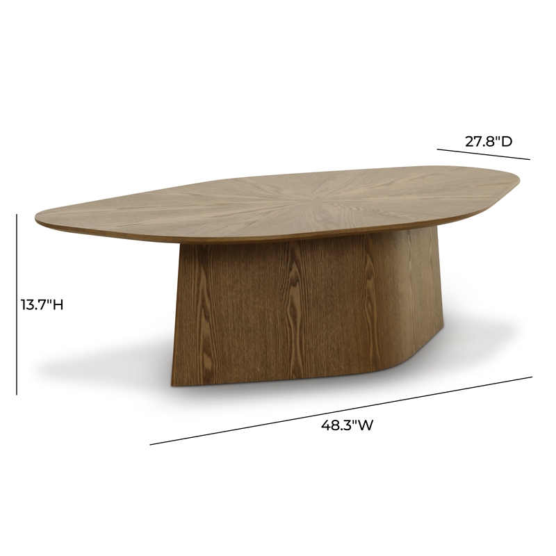 Pemberly Row Contemporary Accent Brown Ash Geometric Coffee Table