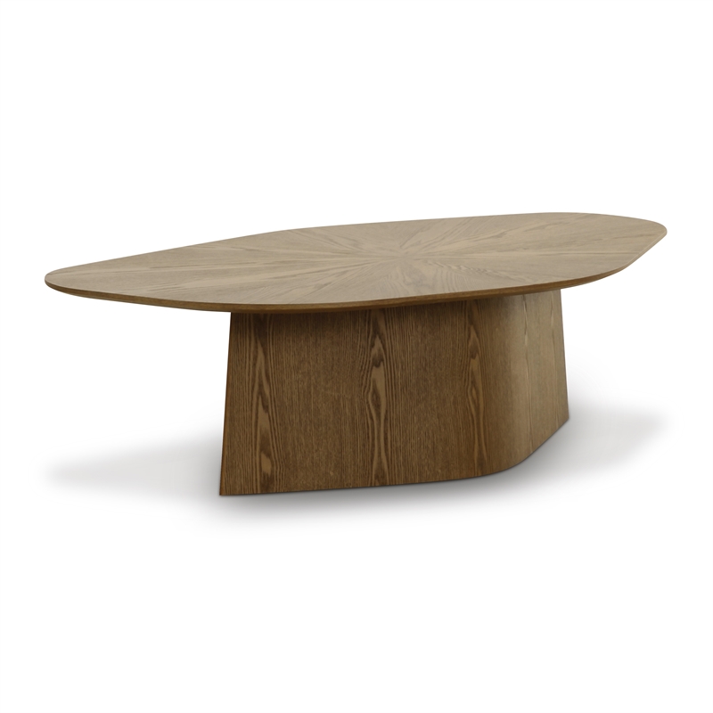 Pemberly Row Contemporary Accent Brown Ash Geometric Coffee Table