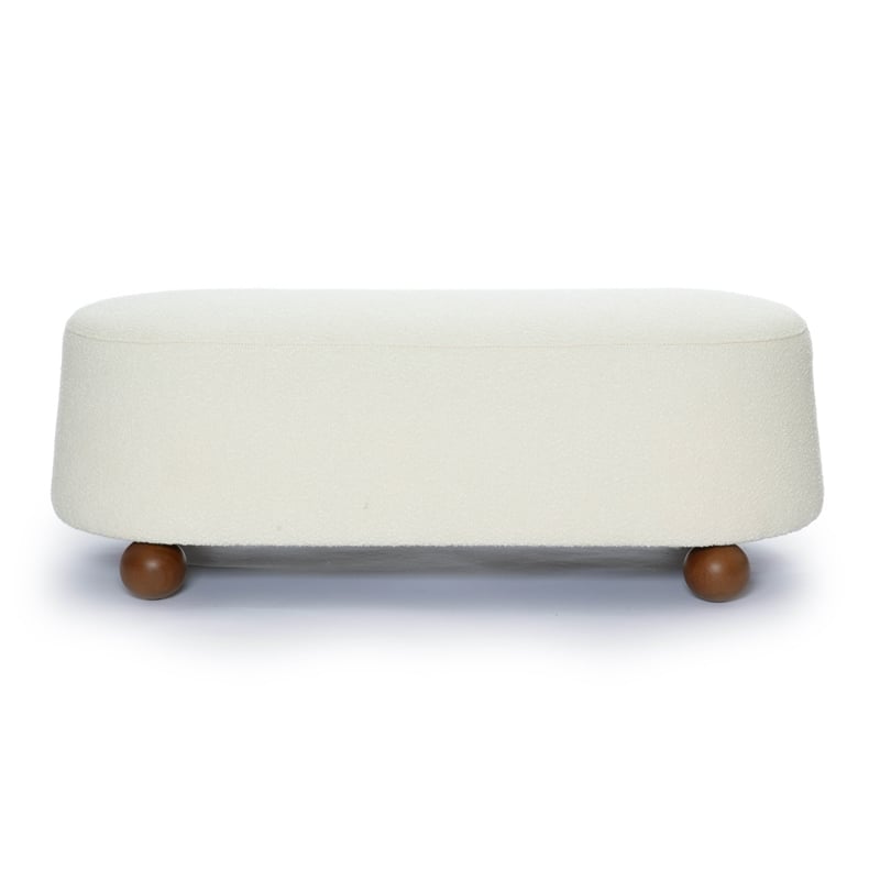 Pemberly Row Upholstered Fabric Contemporary Accent Cream Boucle Large Ottoman