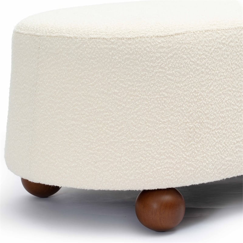 Pemberly Row Upholstered Fabric Contemporary Accent Cream Boucle Large Ottoman