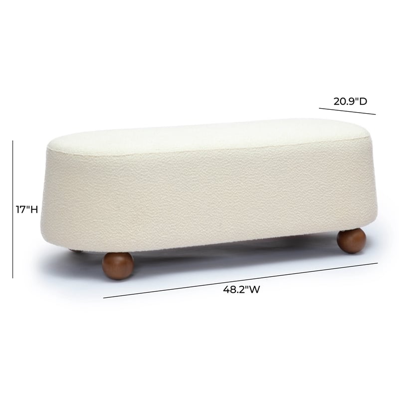 Pemberly Row Upholstered Fabric Contemporary Accent Cream Boucle Large Ottoman