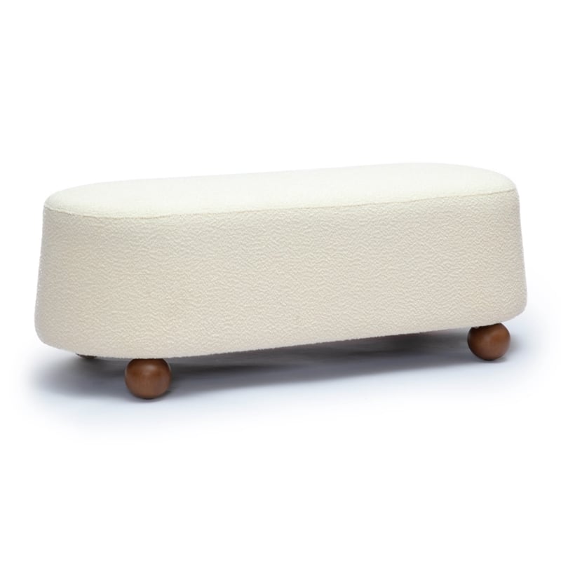 Pemberly Row Upholstered Fabric Contemporary Accent Cream Boucle Large Ottoman